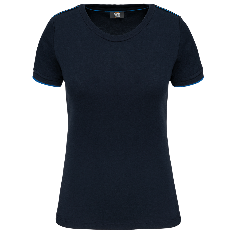 WK3021 - Dames-t-shirt Day To Day korte mouwen - Navy / Light Royal Blue