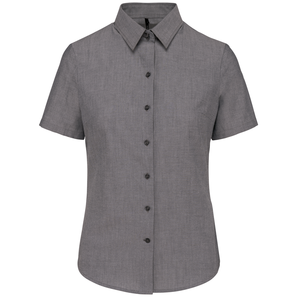 - Dames Oxford blouse korte mouwen - Oxford Silver