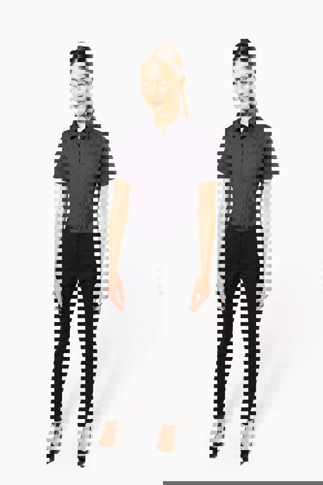 K544 - Dames Poplin Blouse Korte Mouwen