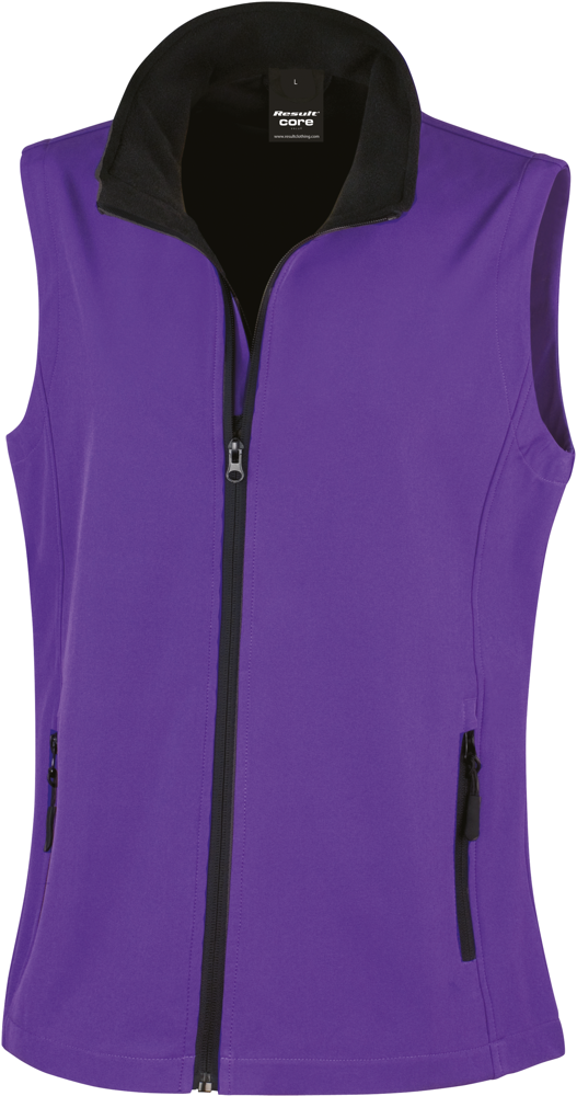 R232F - Core Ladies Printable Softshell Bodywarmer - Purple / Black