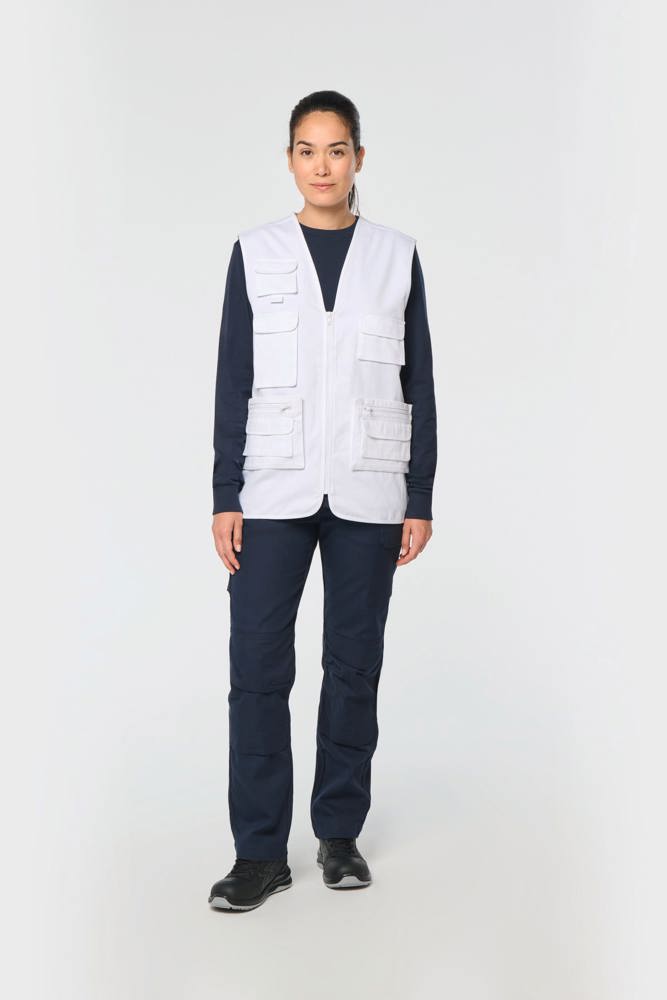 WK609 - Gevoerde unisex bodywarmer van polykatoen multizakken