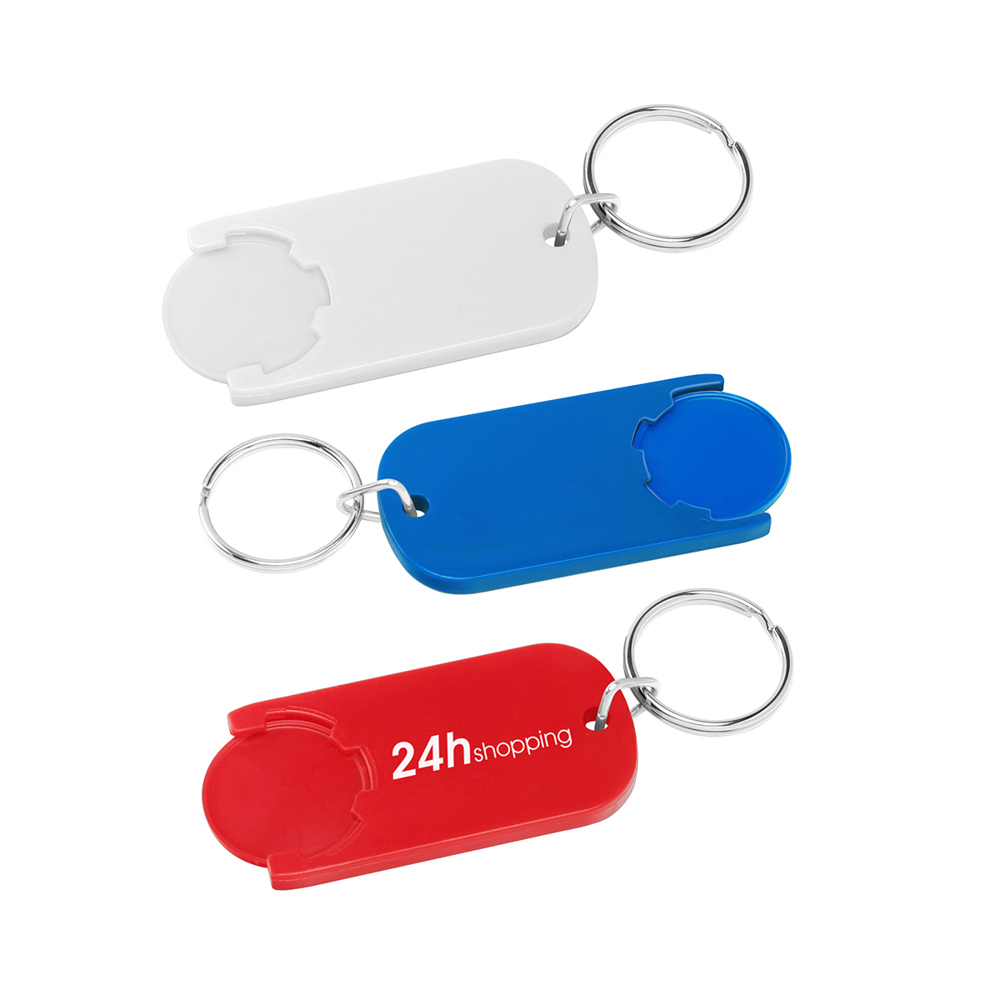 EXPRESS BEDRUKKING chiphouder met winkelwagenmuntje 1€ "Alpha"