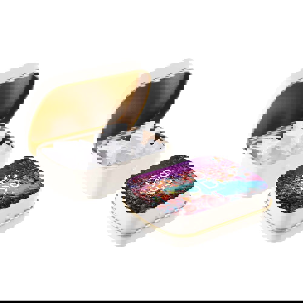 Mini scharnierblikje met vorm pepermunt - Mat Zand/Goud