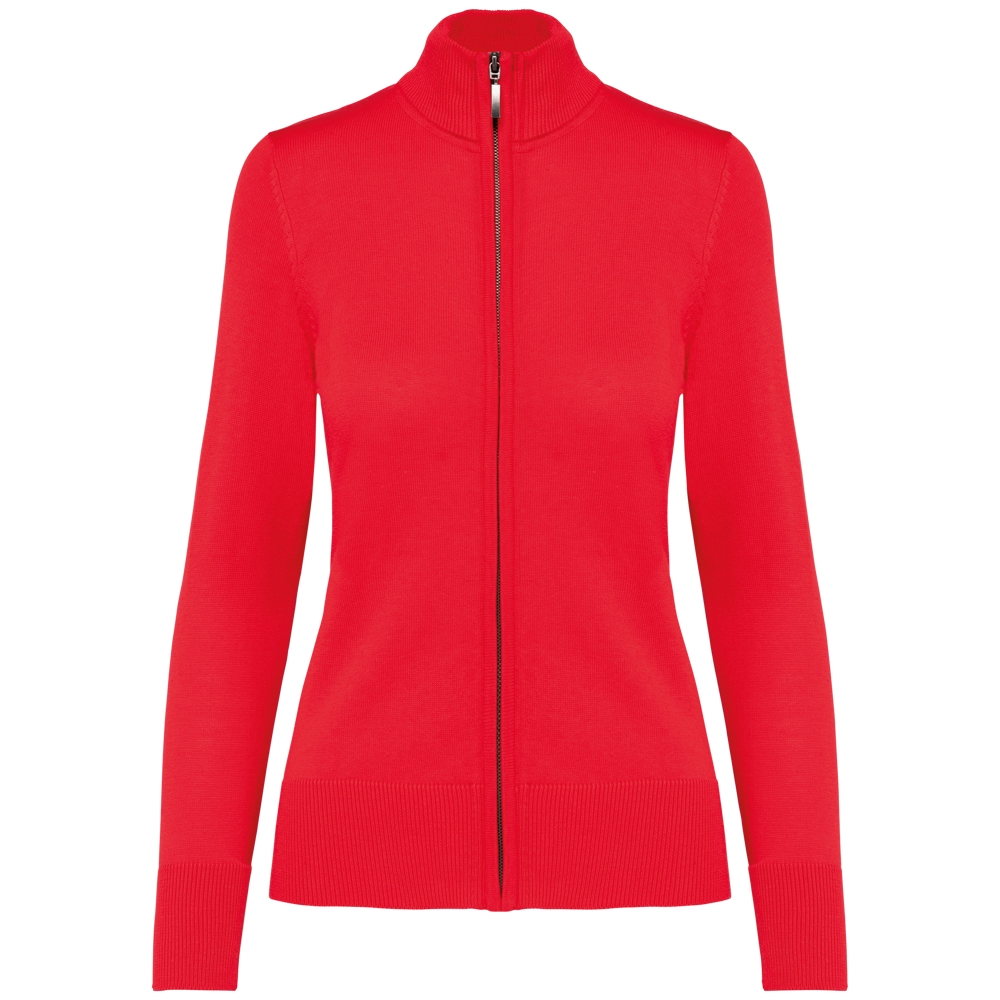 K962 - Dames cardigan met rits - Red