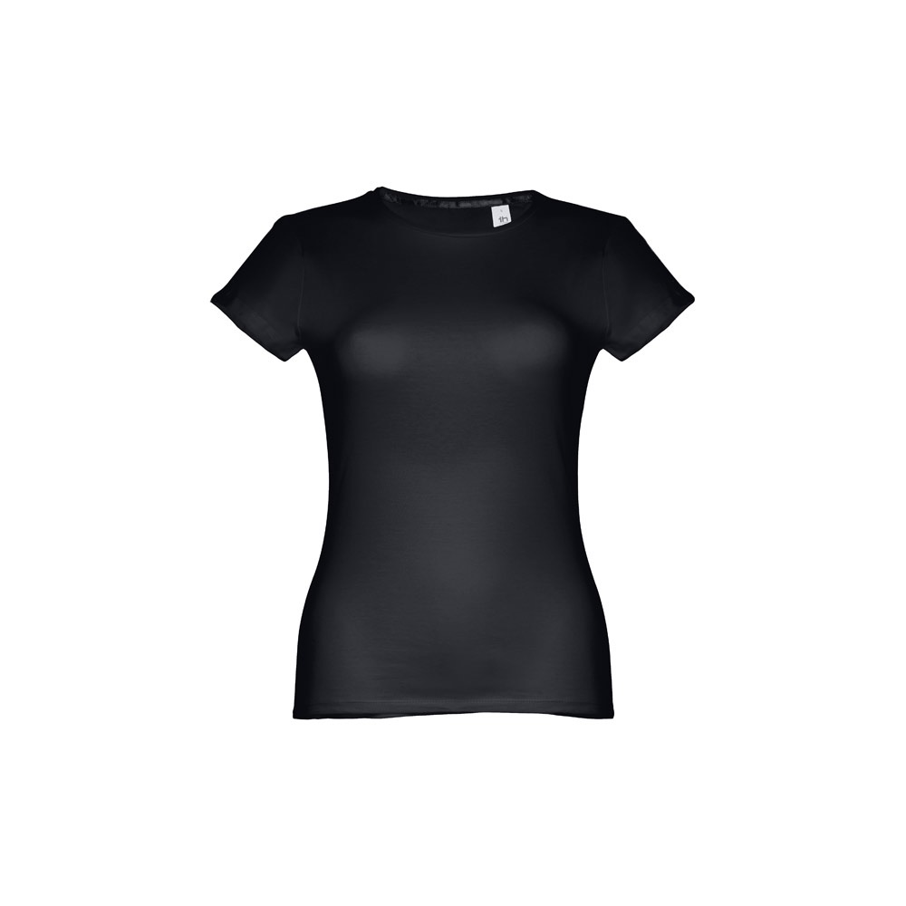 THC SOFIA. Katoenen dames-T-shirt met riem - Zwart
