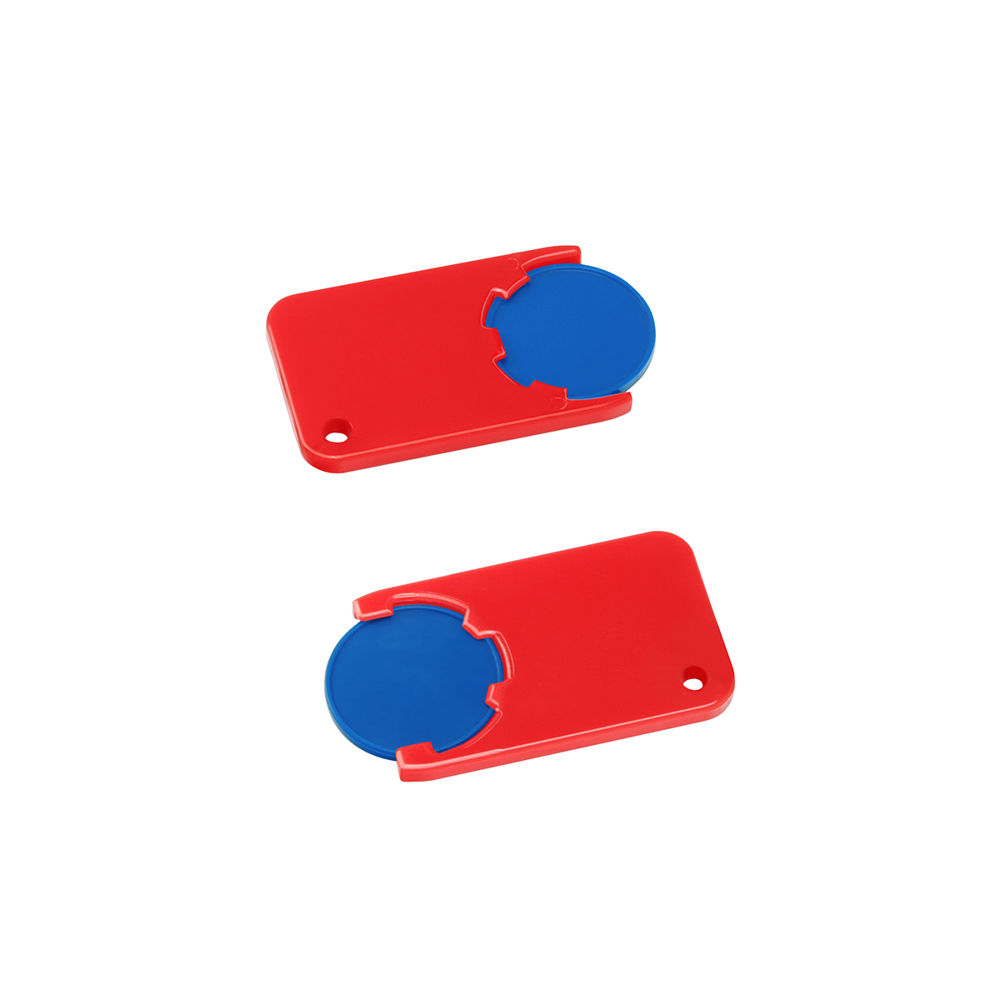 Chiphouder met winkelwagenmuntje 1€ "Beta" - blauw/rood