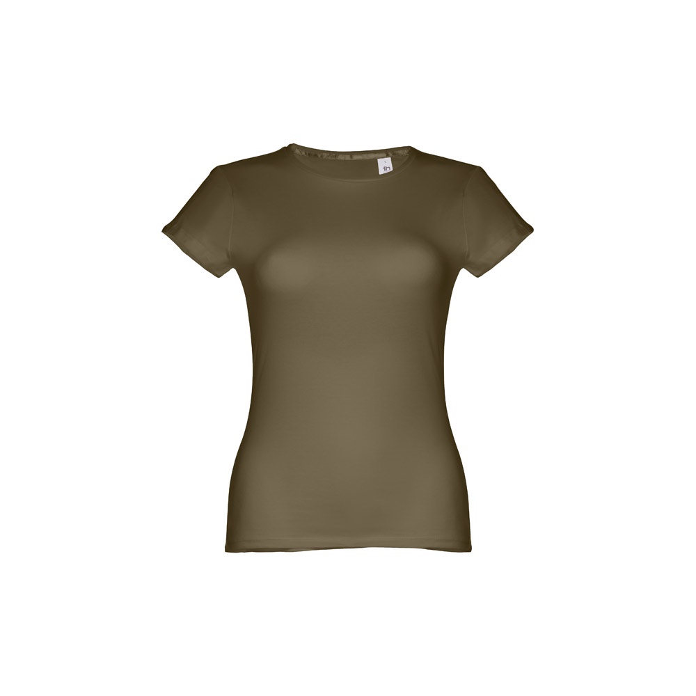 THC SOFIA. Katoenen dames-T-shirt met riem - Olijfgroen
