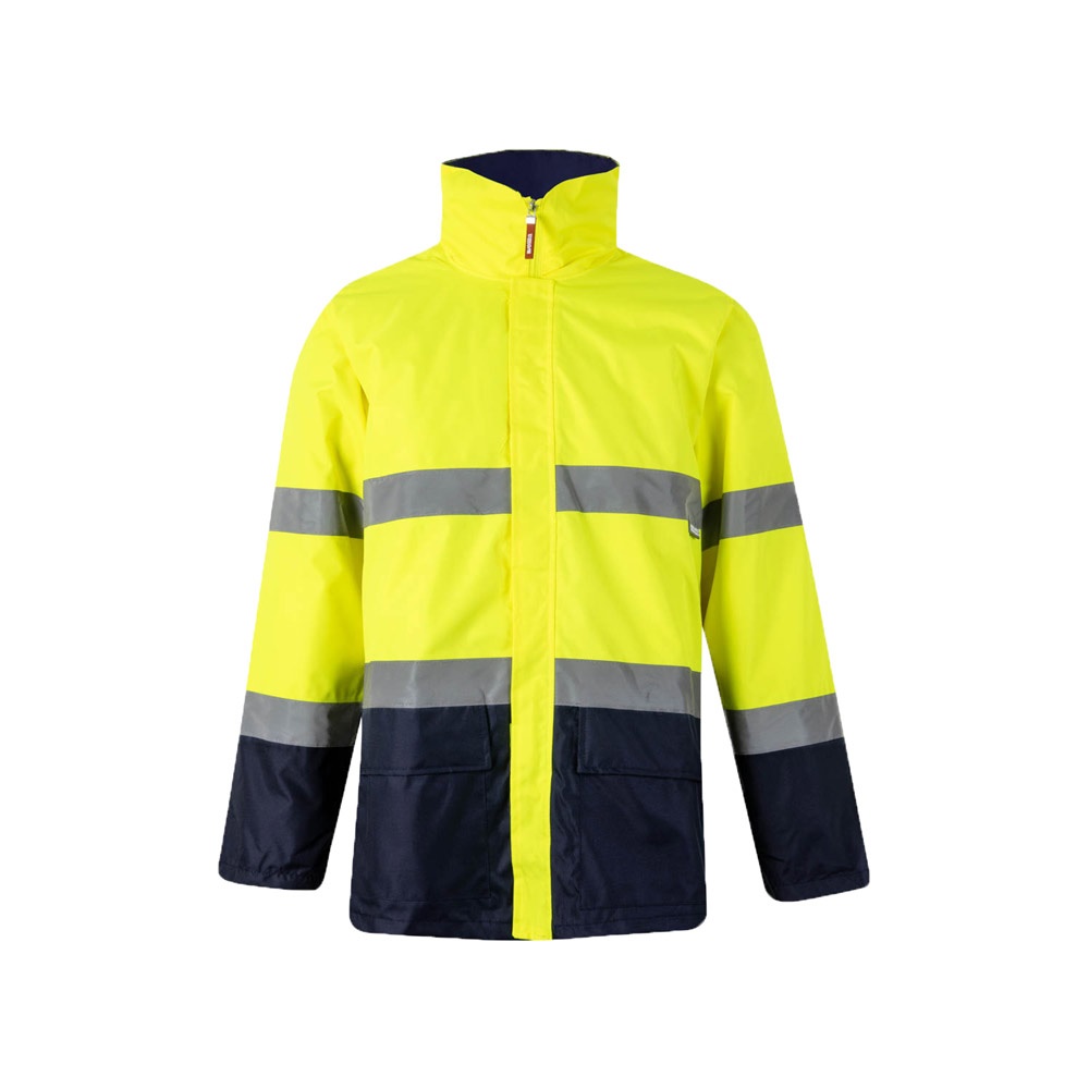 VL THEMIS. Tweekleurige parka (190g/m²), van polyester (100%), met PU-coating - Marineblauw, Geel