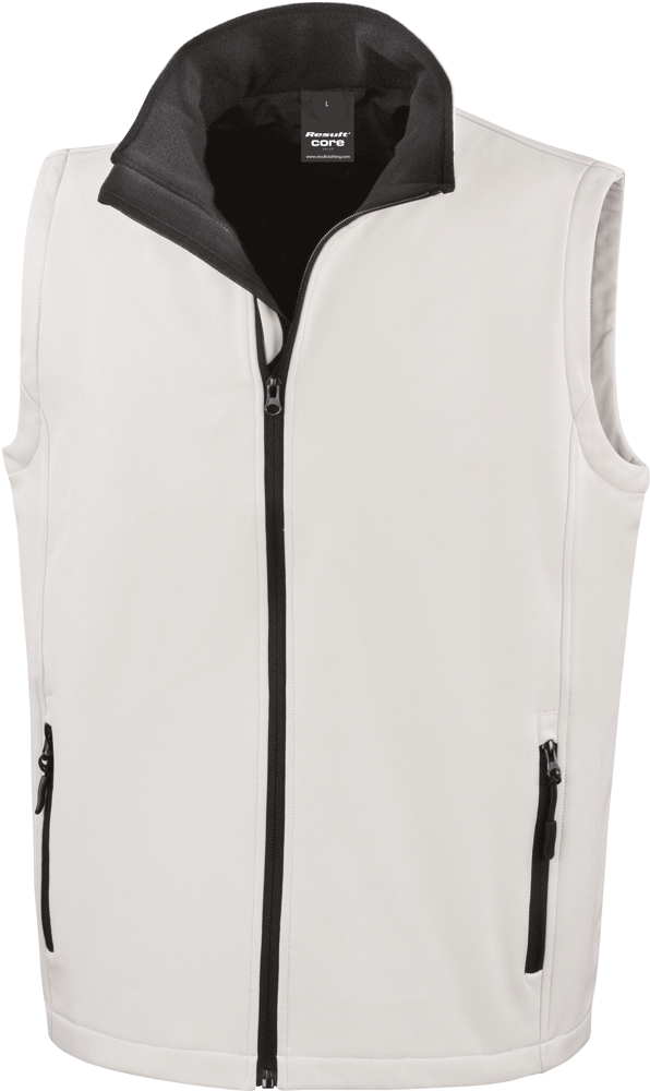 R232M - Core Printable Softshell Bodywarmer - White / Black