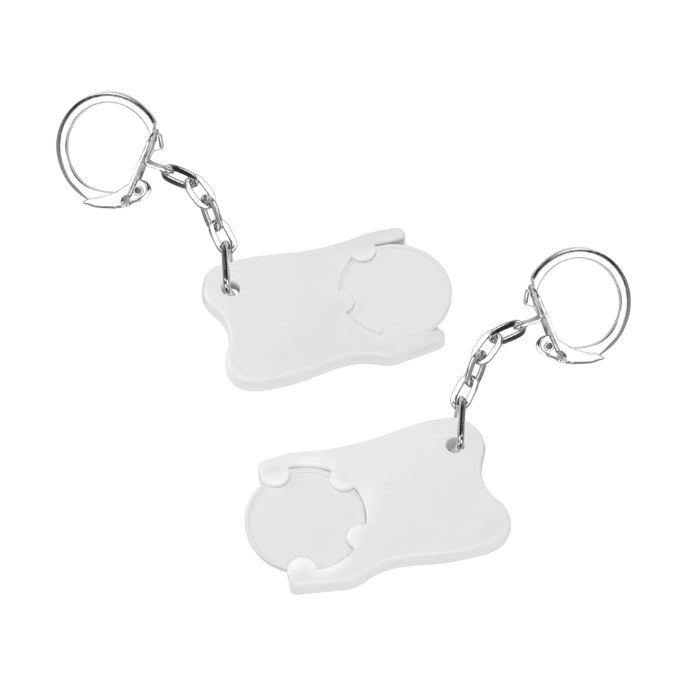 Chiphouder met winkelwagenmuntje 1€ "tand" - wit/wit