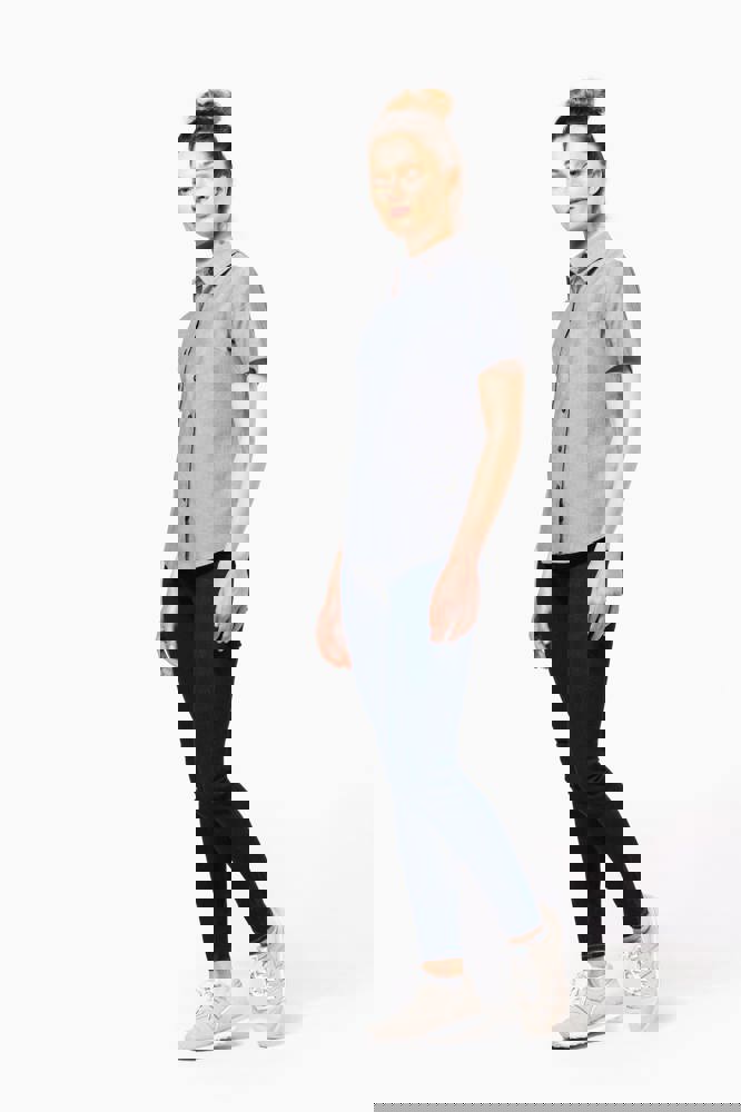 K536C - Dames Oxford blouse korte mouwen