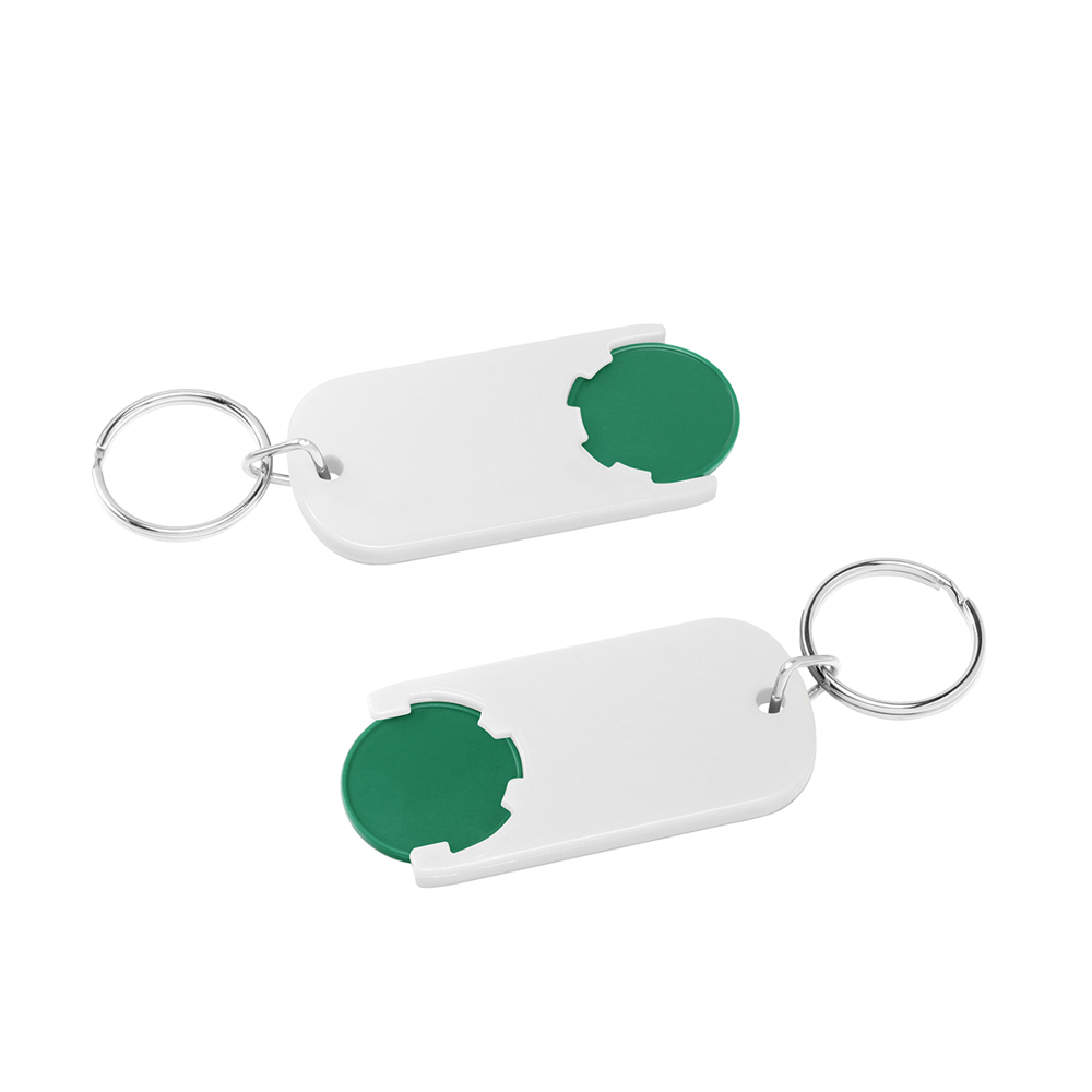 Chiphouder met winkelwagenmuntje 1€ "Alpha" - groen/wit