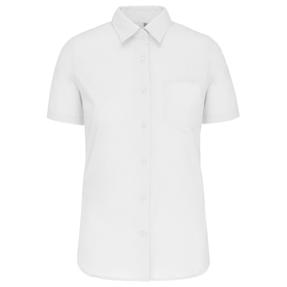 - Dames Poplin Blouse Korte Mouwen - White