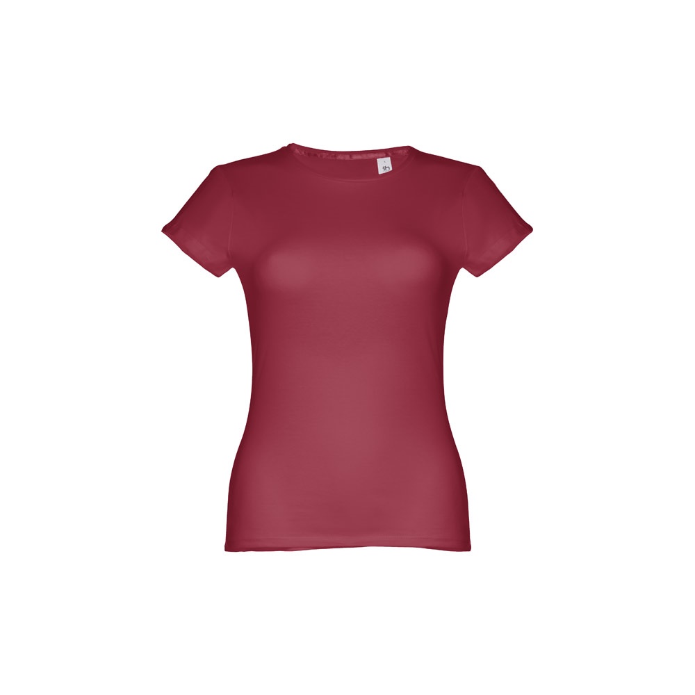 THC SOFIA. Katoenen dames-T-shirt met riem - bordeaux rood