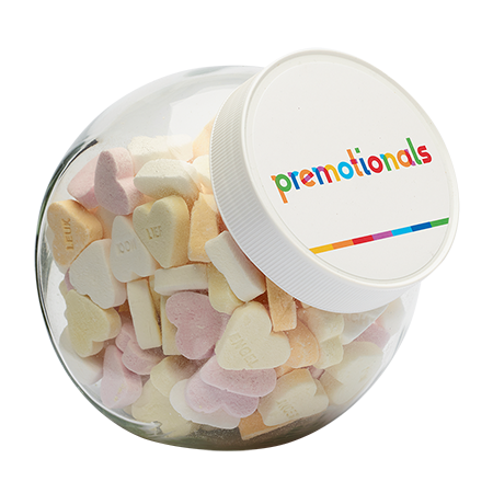 Glazen snoeppot 870 ml. met divers Europees snoep