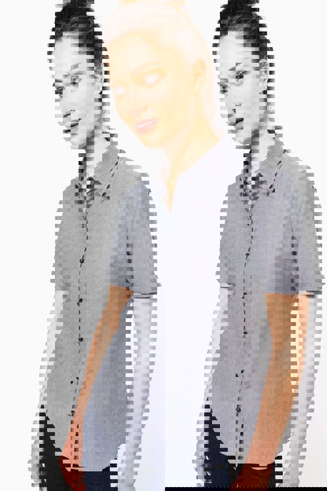 K536C - Dames Oxford blouse korte mouwen