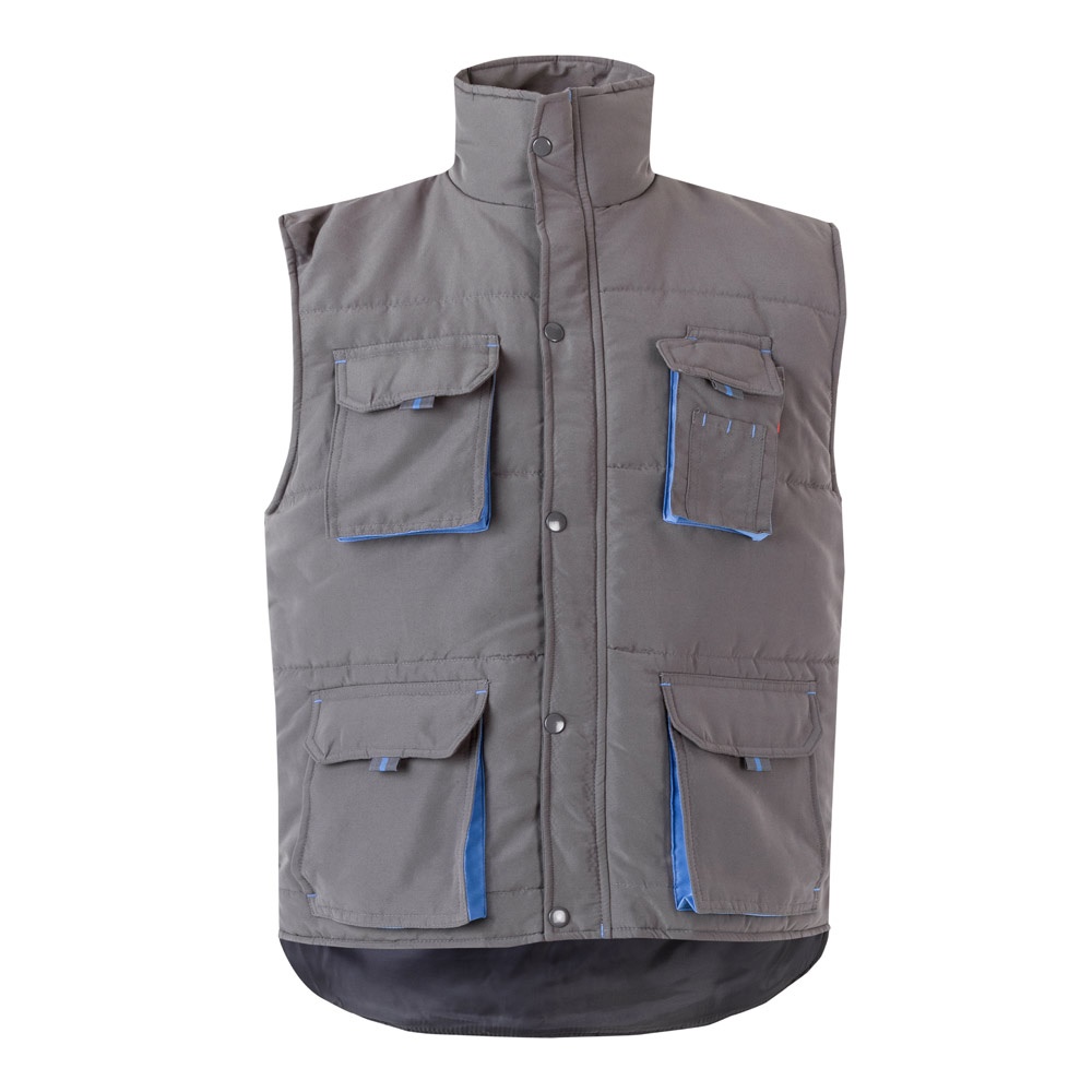 VL NERGAL. Gewatteerd vest, tweekleurig, met meerdere zakken (120g/m²), van polyester (100%) - Grijs, Licht blauw