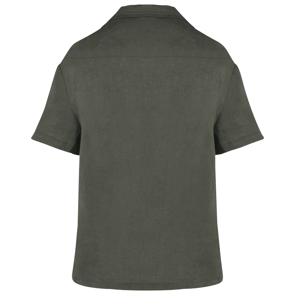 SP523 - Damesoverhemd met korte mouwen en bowlingkraag in linnen