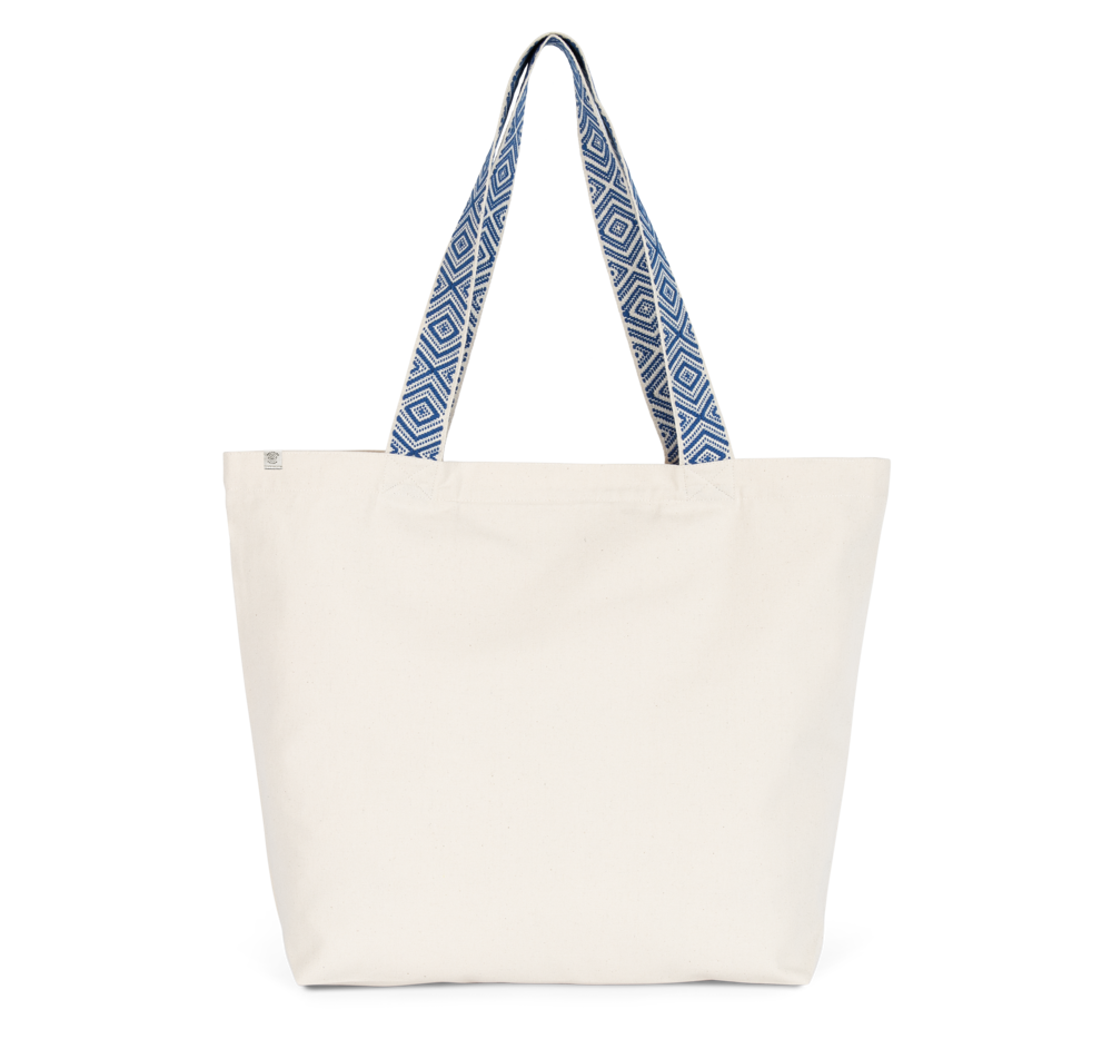 KINS118 - Grote gerecyclede shopper - Ecume / Ethnic Blue