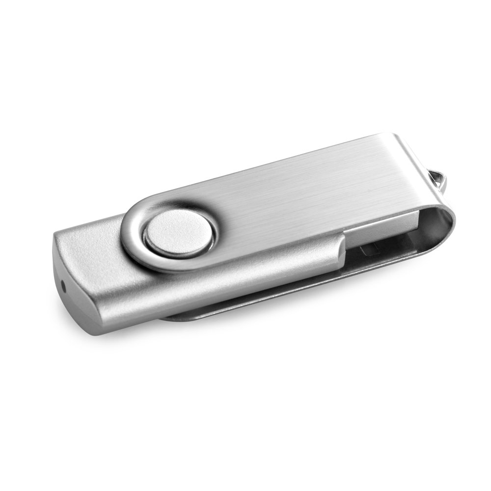 CLAUDIUS 8GB. 8 GB USB-stick met metalen clip - Satijn zilver