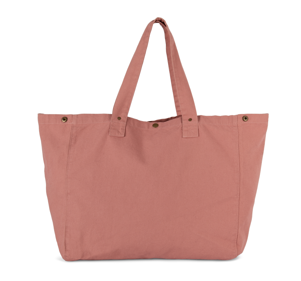 KI3208 - Shopper van verwassen katoen - Washed Pink Ochre