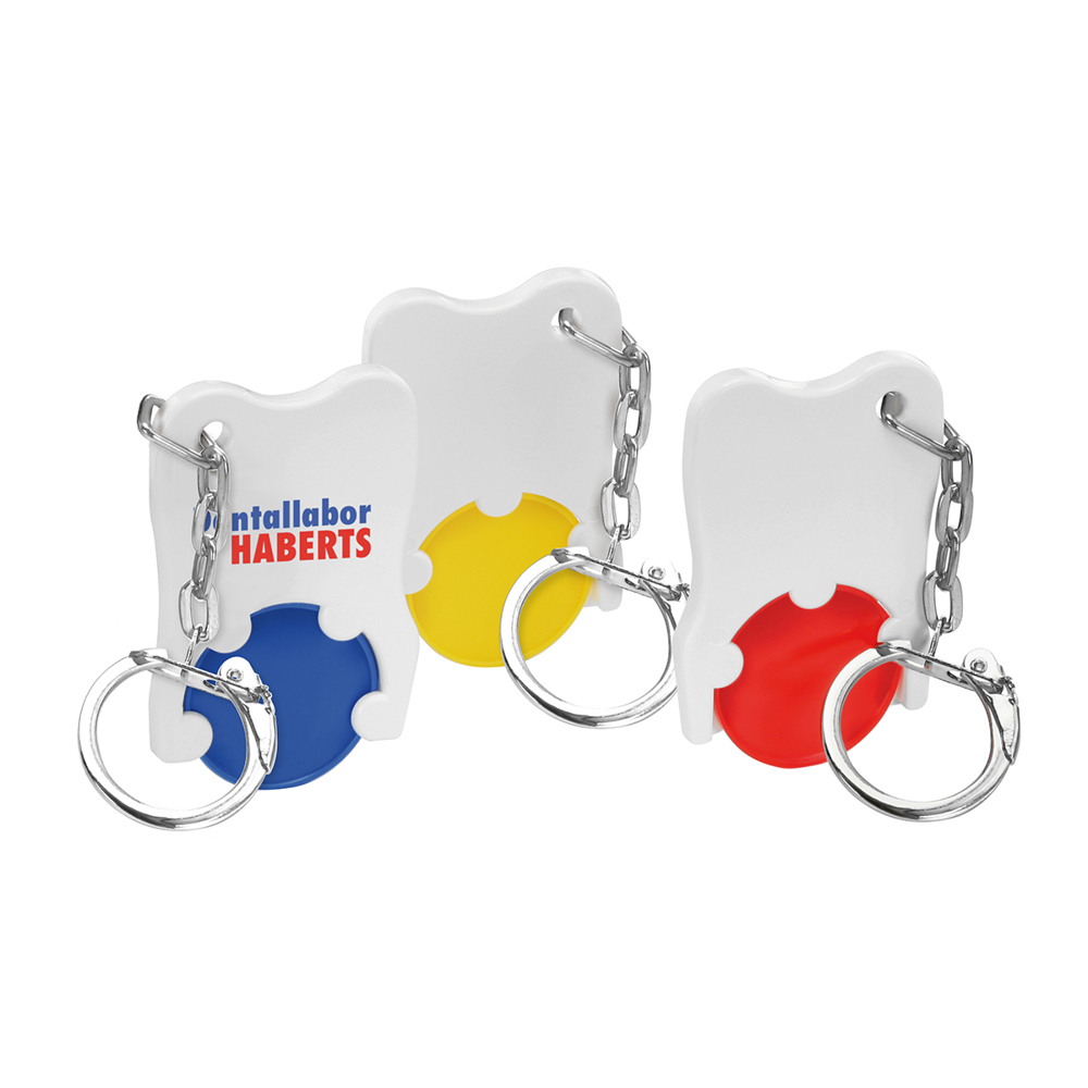 Chiphouder met winkelwagenmuntje 1€ "tand"