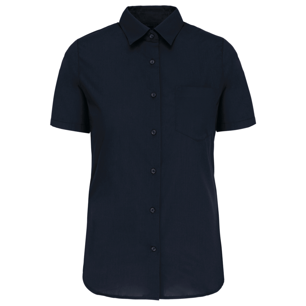 - Dames Poplin Blouse Korte Mouwen - Navy
