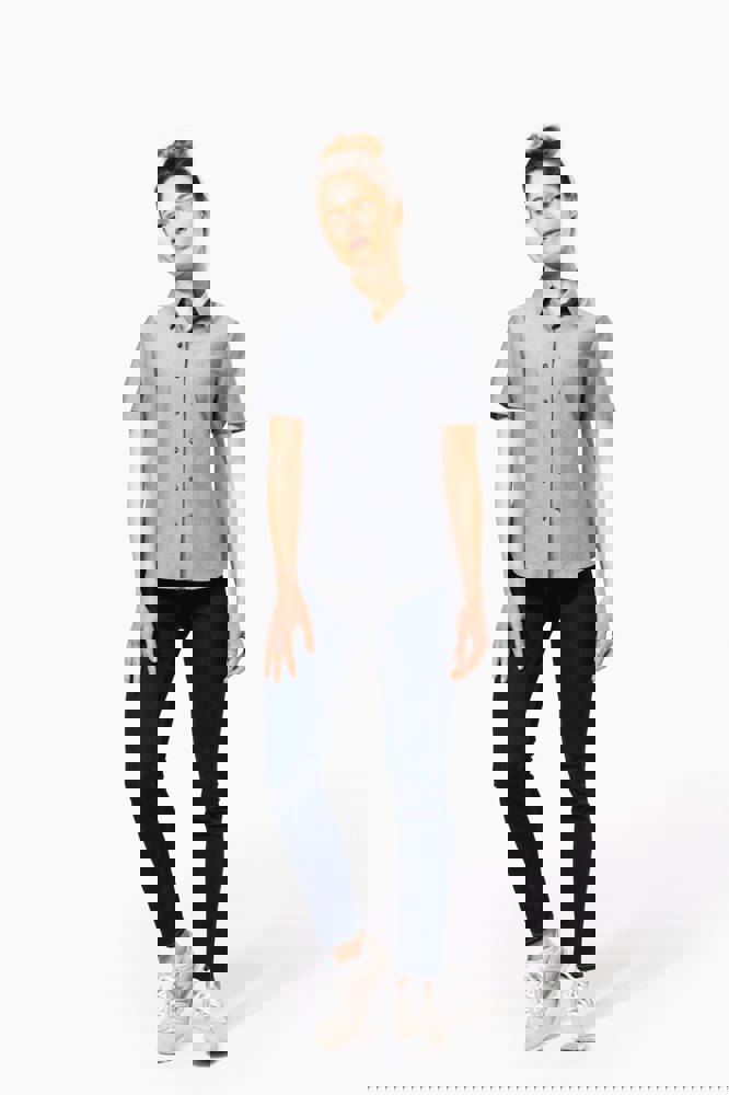 K536C - Dames Oxford blouse korte mouwen