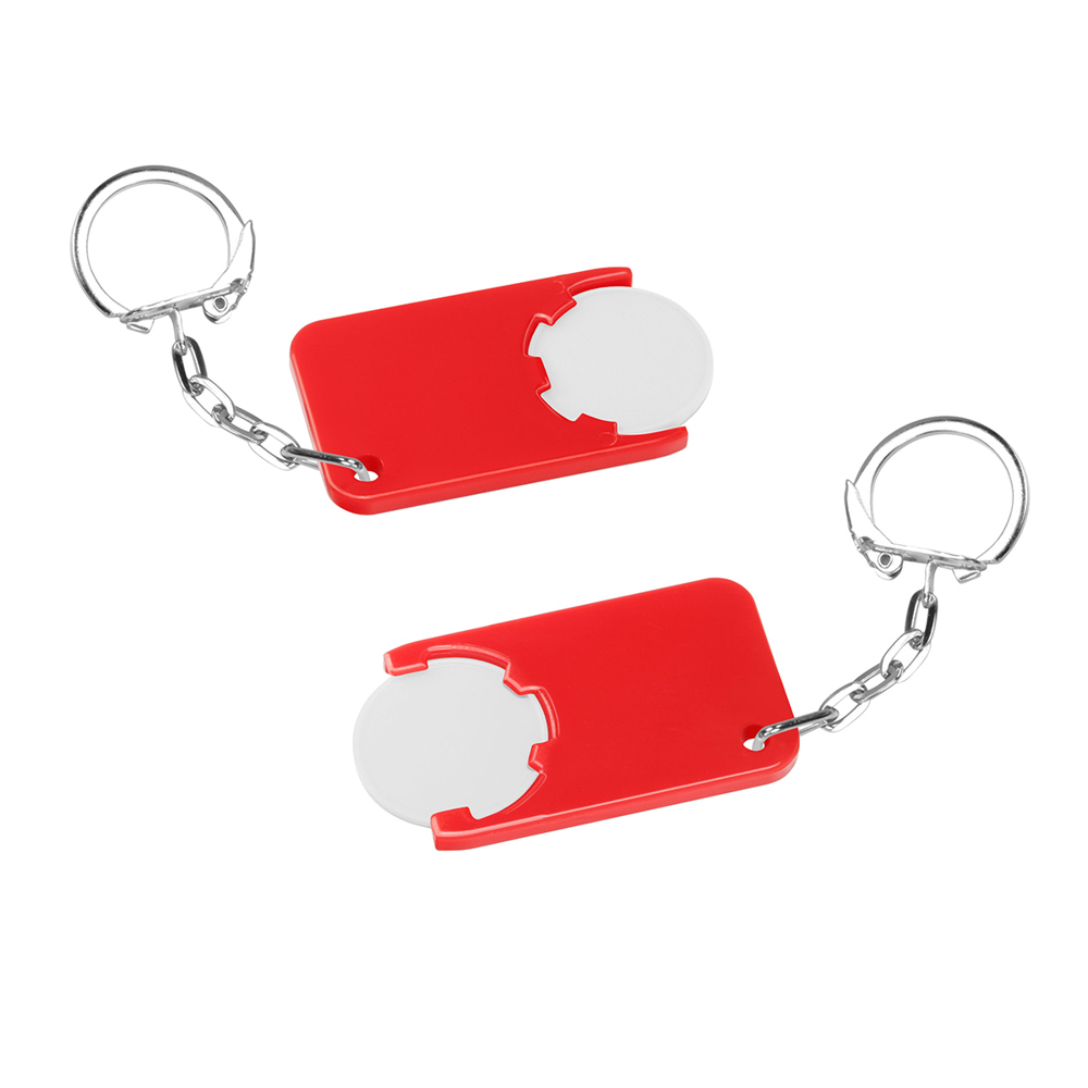 Chiphouder met winkelwagenmuntje 1€ "Beta" - wit/rood