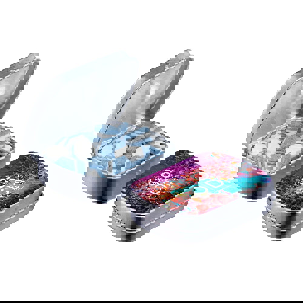 Mini scharnierblikje gevuld met pepermunt - Zilver