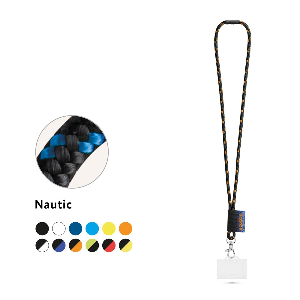 BRIDPORT. SET Lanyard NAUTIC Lang (Ø 7 mm) met 9 mm karabijnhaak, Ø 7 mm veiligheidssluiting en 91 x 68 mm stevige badge-/kaarthouder