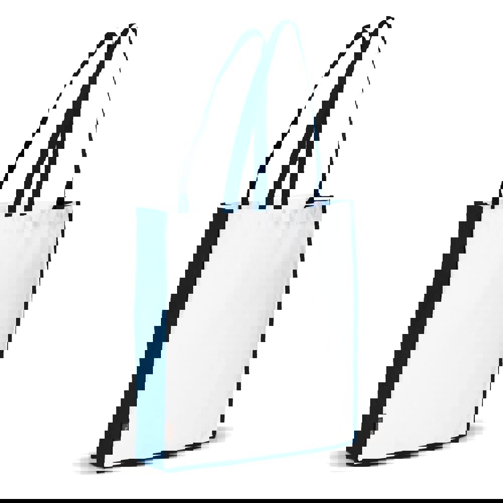 Schoudertas non-woven 75g/m² - Wit / Donkerblauw