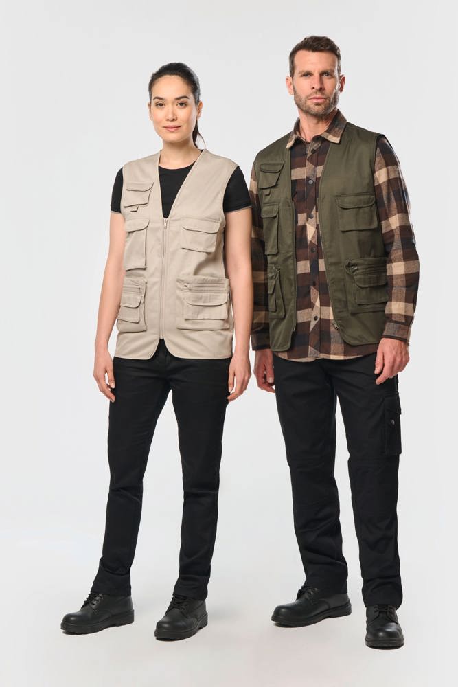 WK609 - Gevoerde unisex bodywarmer van polykatoen multizakken