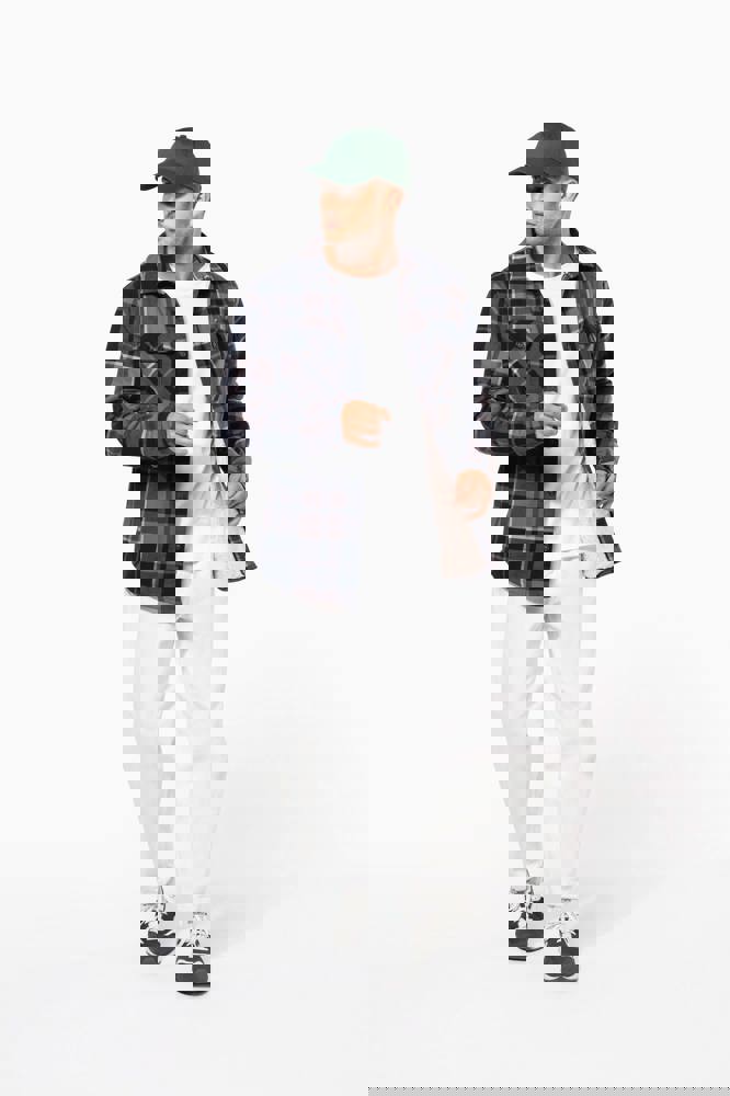 K579 - Geruit overshirt met sherpavoering