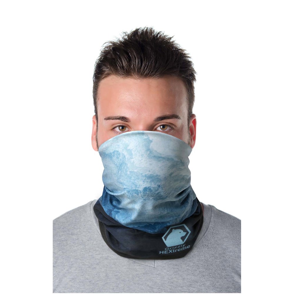 Zoya RPET sublimatie multi-scarf met zomen en fleecelaag - Marineblauw