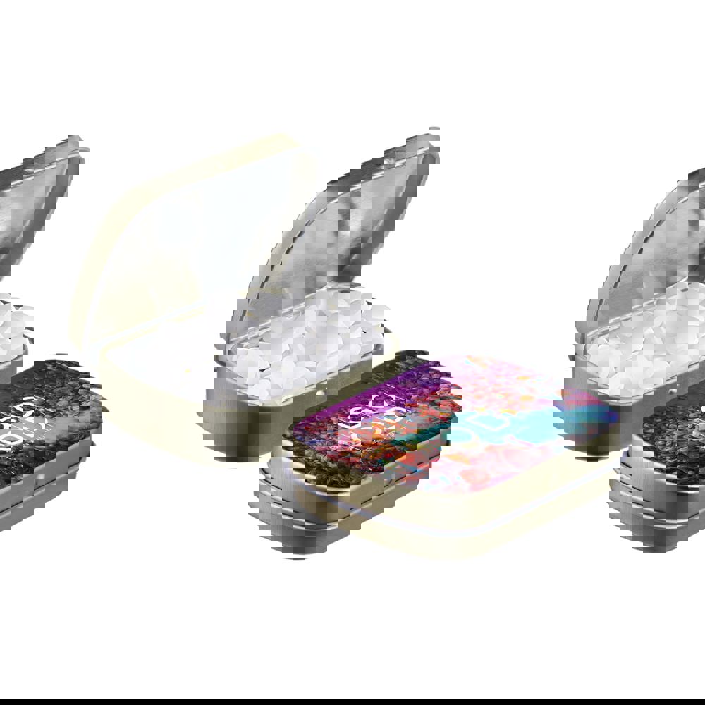 Mini scharnierblikje gevuld met pepermunt