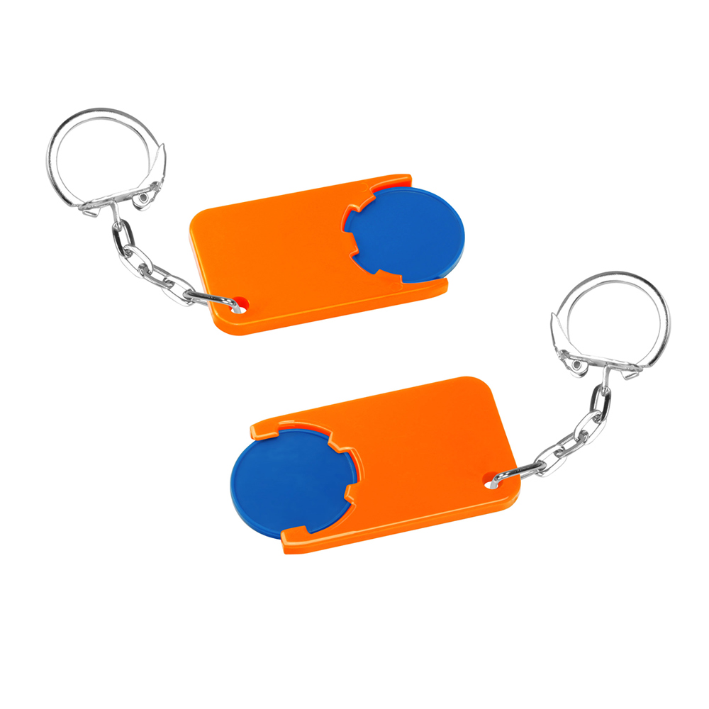 Chiphouder met winkelwagenmuntje 1€ "Beta" - blauw/oranje