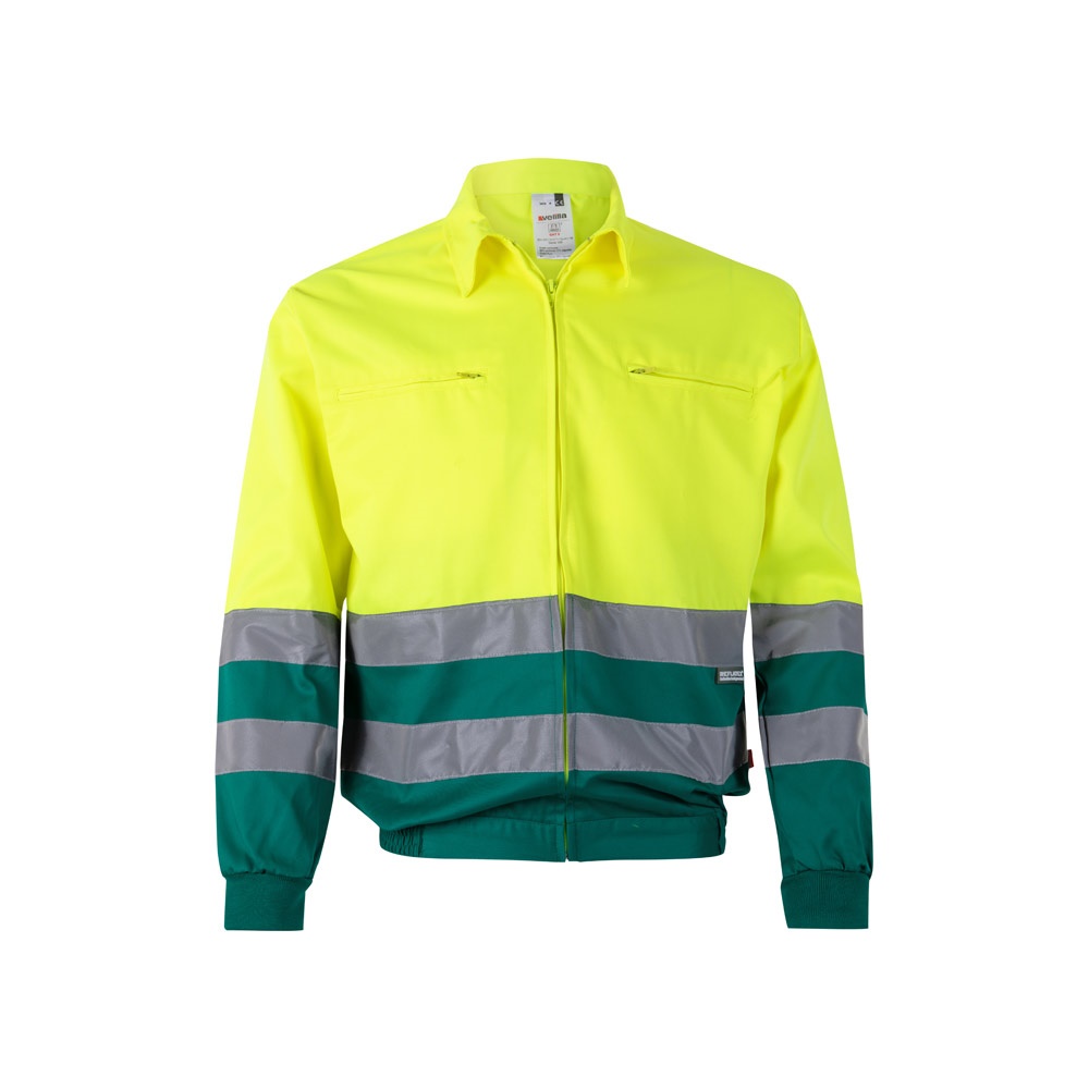 VL NEPTUNE. Tweekleurig twill jack (210g/m²) van polyester (80%) en katoen (20%) - Groen, Geel