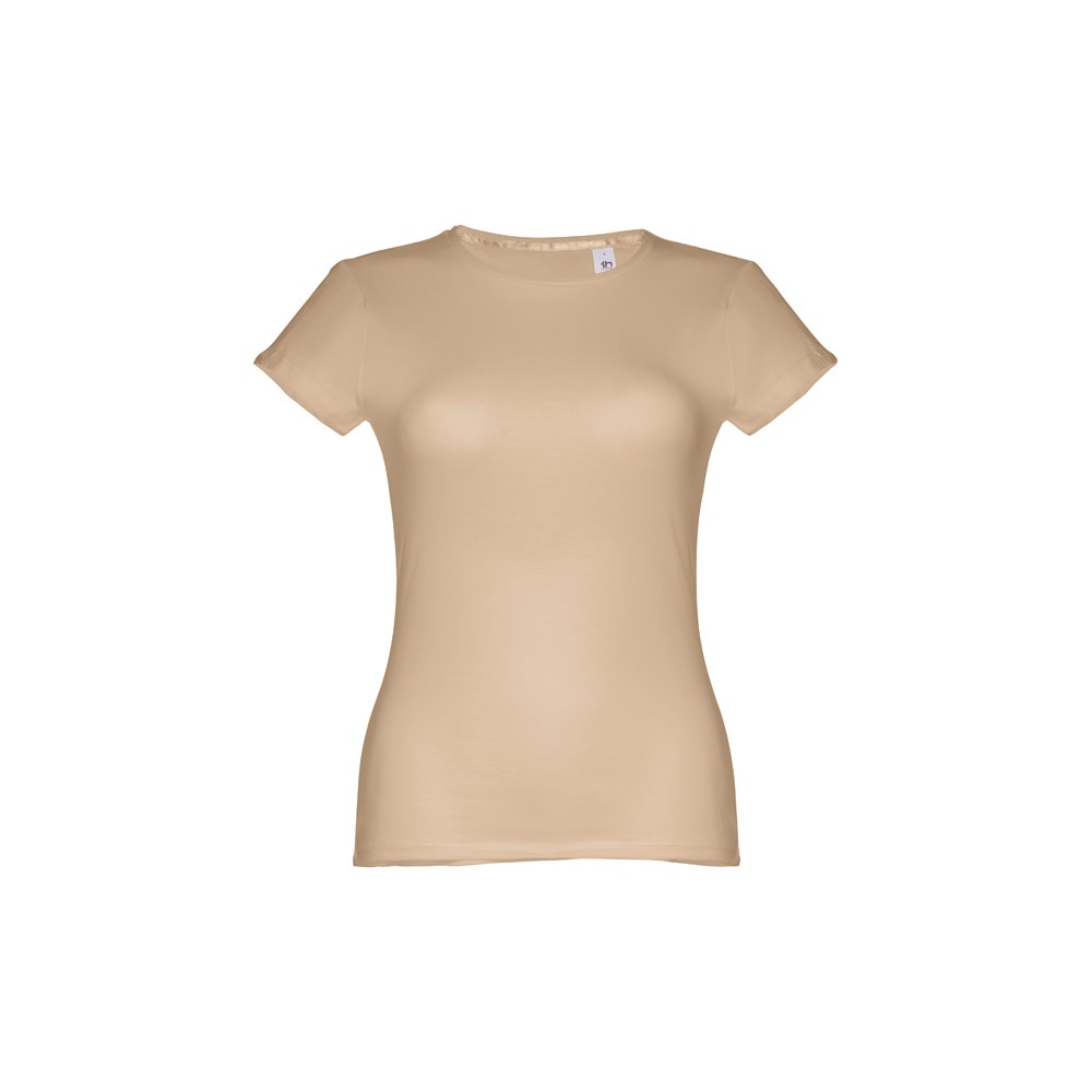 THC SOFIA. Katoenen dames-T-shirt met riem - Licht Bruin