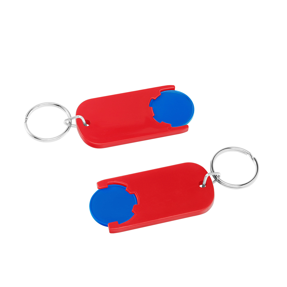 Chiphouder met winkelwagenmuntje 1€ "Alpha" - blauw/rood