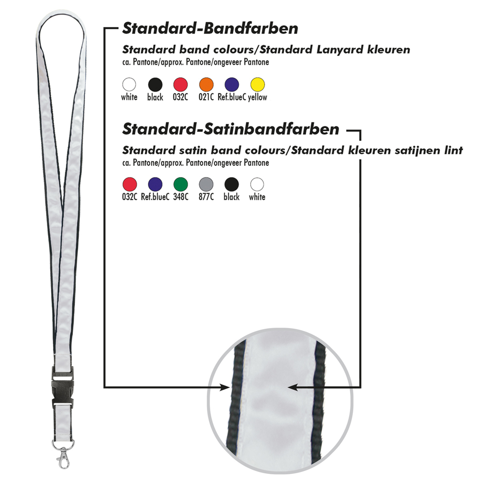 Keycord "satijn", breedte 20 mm - zwart/felrood
