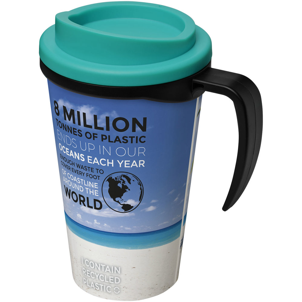 Brite Americano® grande 350 ml geïsoleerde beker - Zwart, Aquablauw
