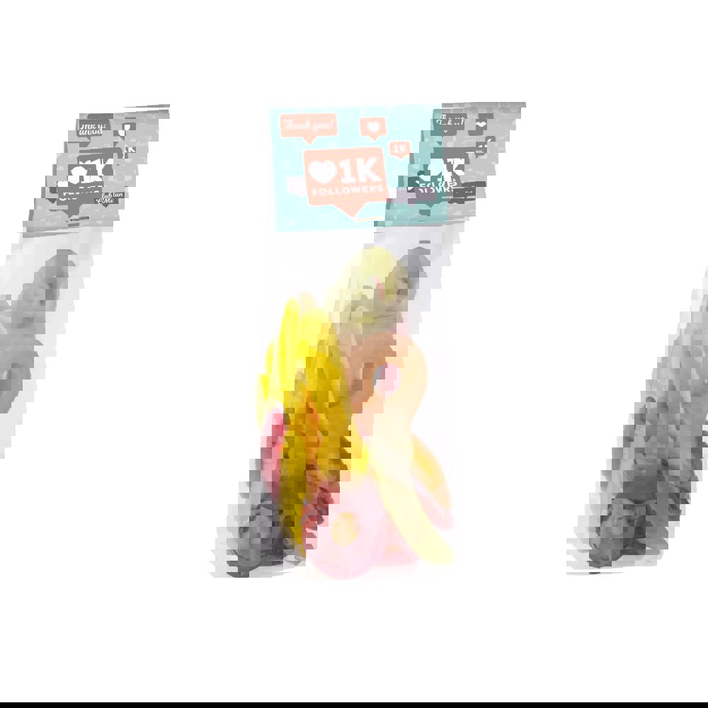 Blokzakje met kopkaartje en 150 gram snoep - Transparant/wit