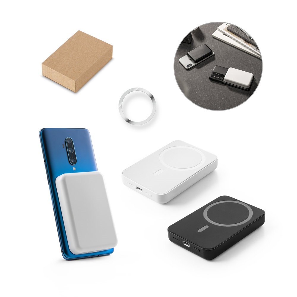 AMPERE 5. 5'000 mAh magnetische powerbank met 15W supersnelle draadloos oplader in gerecycled ABS (100% rABS)