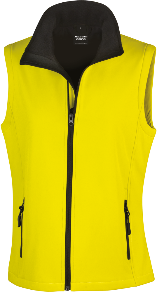 R232F - Core Ladies Printable Softshell Bodywarmer - Yellow / Black