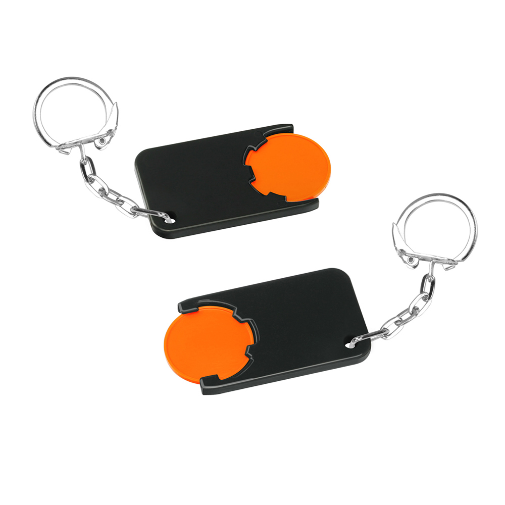 Chiphouder met winkelwagenmuntje 1€ "Beta" - oranje/zwart