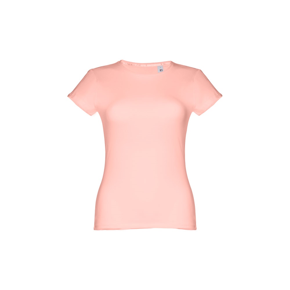 THC SOFIA. Katoenen dames-T-shirt met riem - Zalm kleur