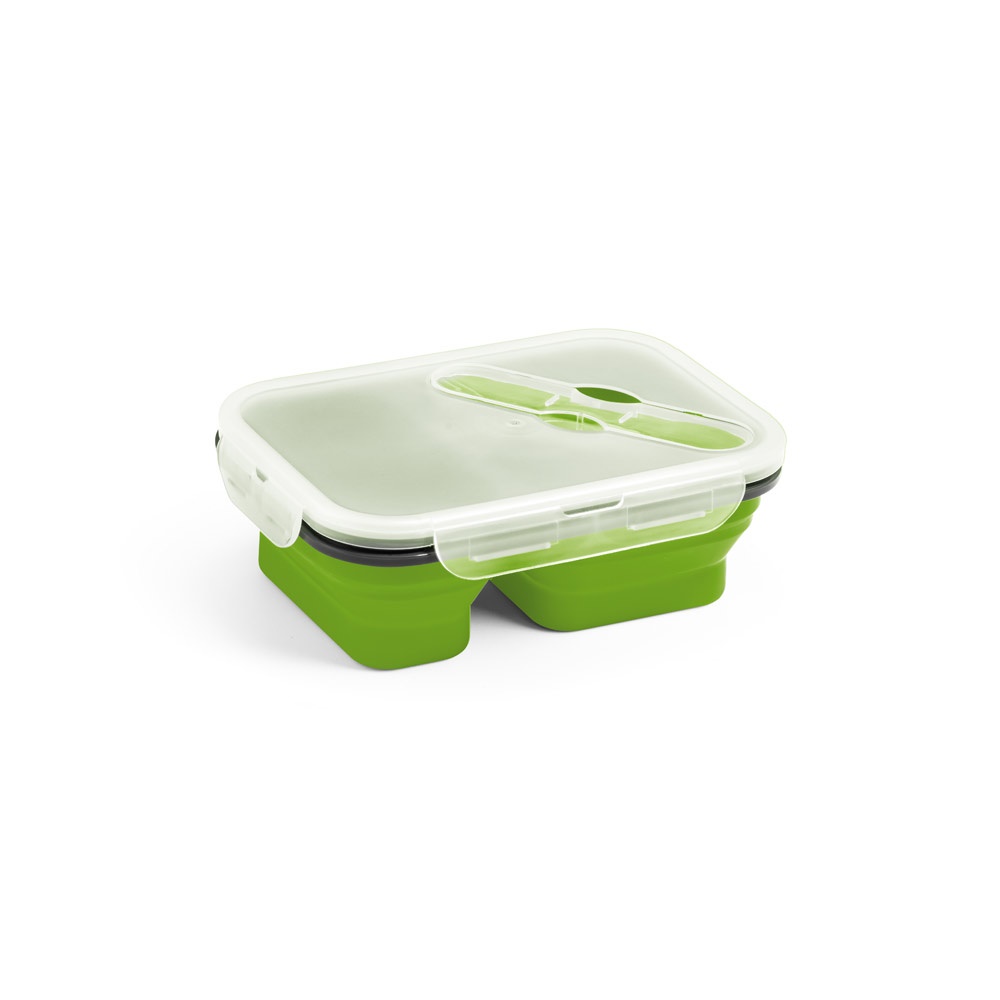 DILL. Lunchdoos. Intrekbare hermetische doos in siliconen en PP (480 en 760 mL) - Licht groen