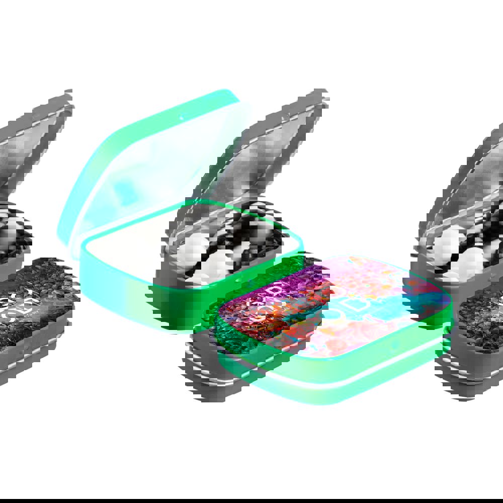 Mini scharnierblikje met snoep - Groen