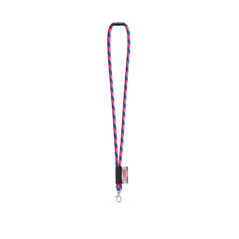 WISBECH. Set lange draagkoordbuis (Ø 7 mm) met karabijnhaak van 9 mm en veiligheidssluiting van Ø 7 mm - Hexachrome roze , Royal blauw